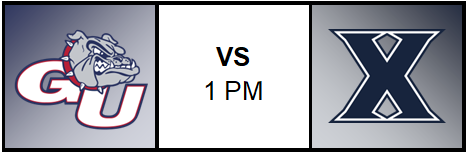 Gonzaga Logo vs Xavier Logo 1 pm